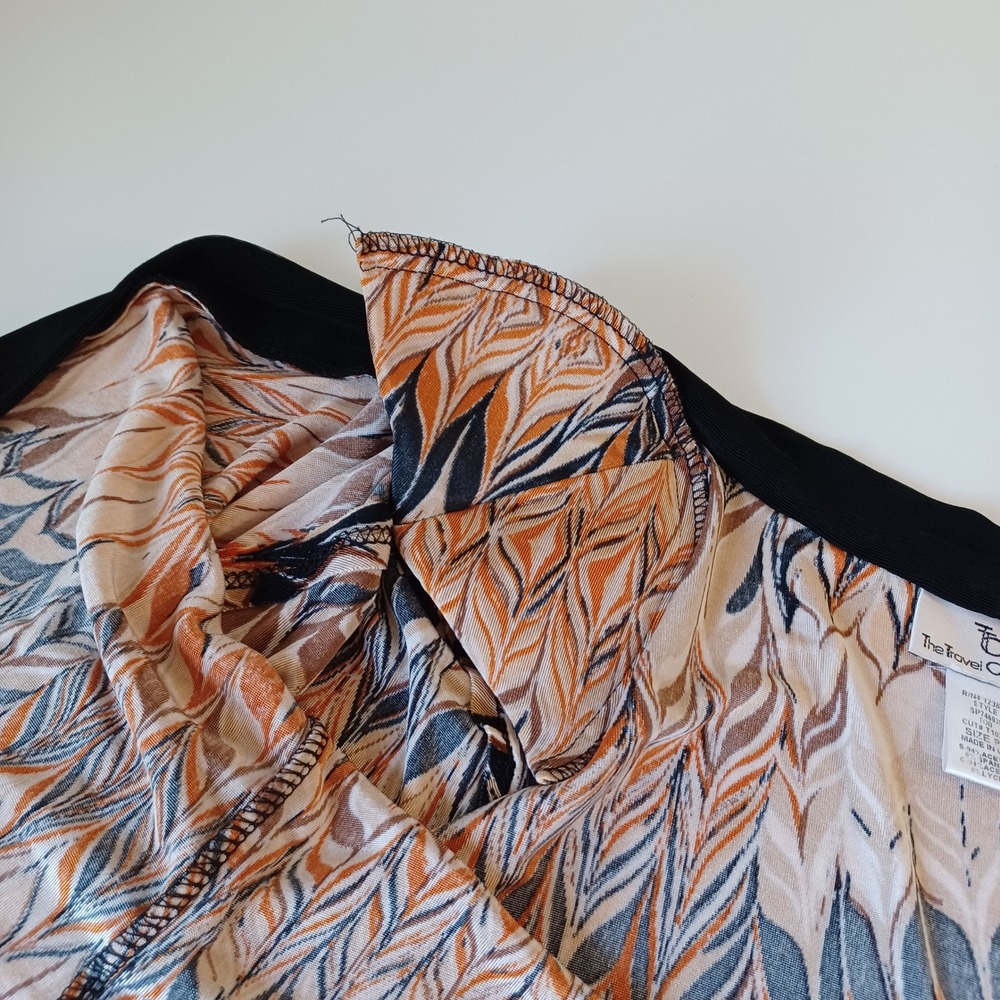 The Travel Collection Cardigan & Shell Set Orange Brwn Abstract Print Petite M/S - Picture 6 of 11